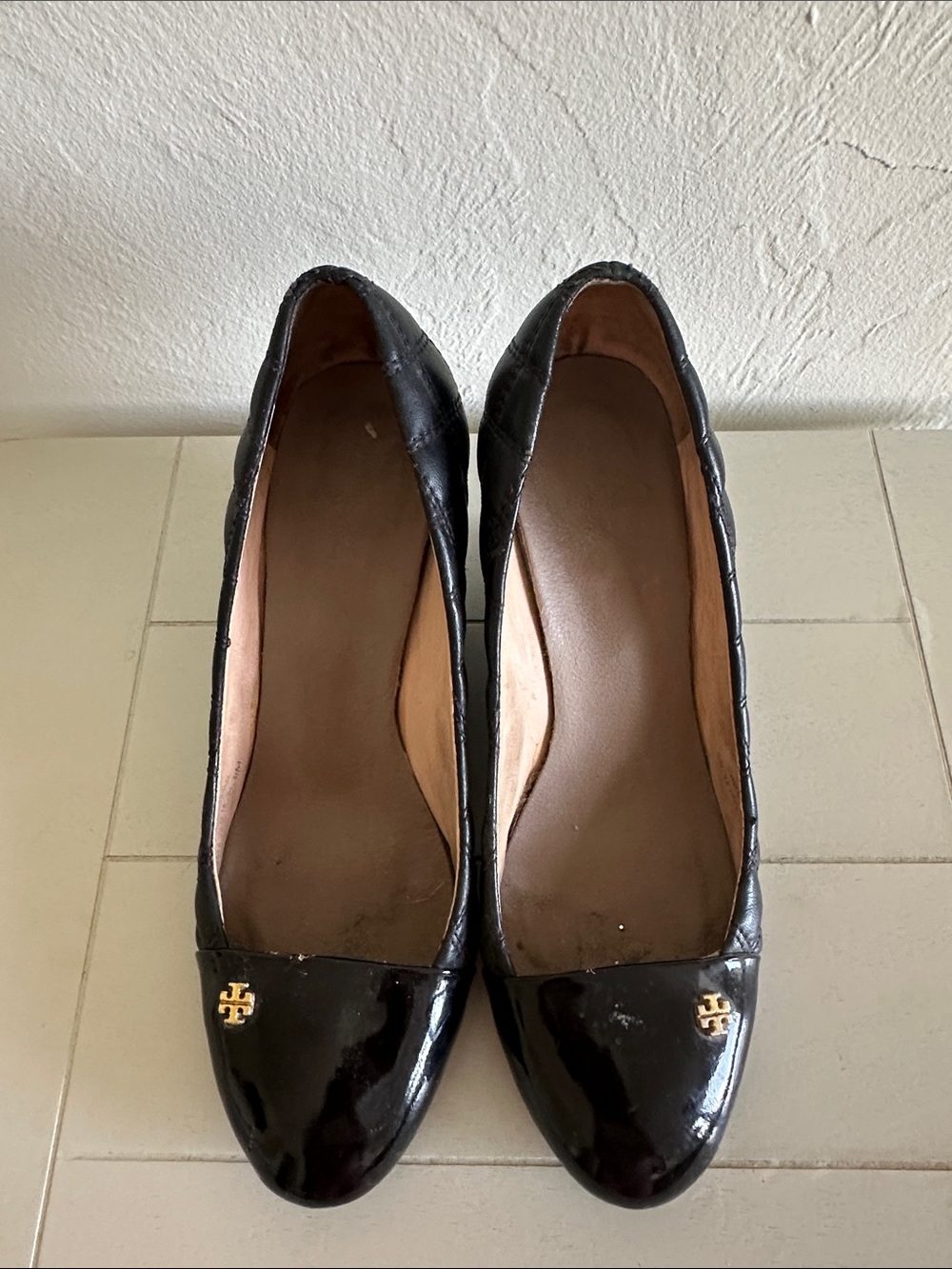 Tory Burch Black Patent Leather Logo Ballet Flats